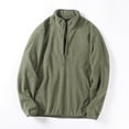 thumbnail image 2 of Momasggi Fleece Sweatshirts for Men Half Zipper Pullover Tops Fall Winter Warm Sweatshirt Loose Casual Solid Color Long Sleeve Sweatshirt with Pockets Army Green L, 2 of 8