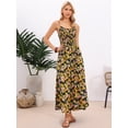 thumbnail image 4 of DARING DIVA Women's Boho Floral Maxi Spaghetti Strap V-Neck Sundress L Black Yellow, 4 of 6