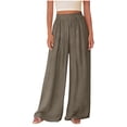 thumbnail image 3 of Lenago Womens Sweatpants Wide Leg Pocket Pants Solid Color Elastic Waist Loose Pleated Long Pants, 3 of 7