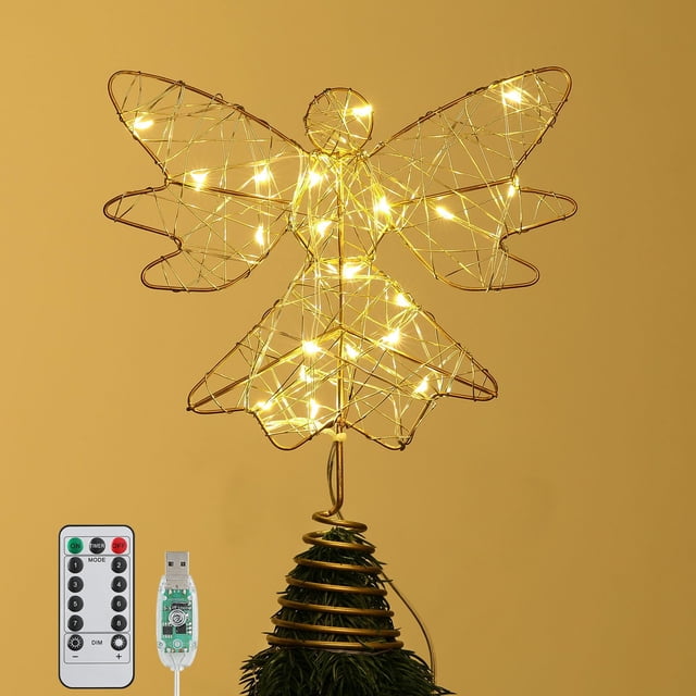 Decoración para árbol de Navidad Angel Roylvan USB de 20 cm con 20 LED