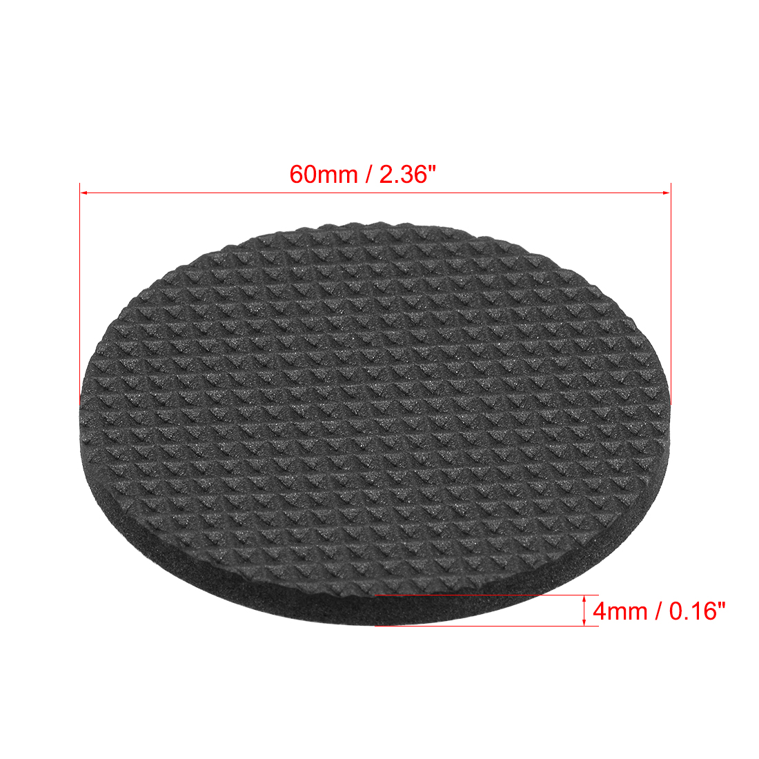 Furniture Pads Adhesive Rubber Pads 60mm Dia 4mm Thick Round Black