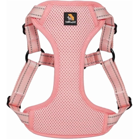 BELLA & PAL Puppy Harness, Dog Harness Small Sized Dog, No Pull Dog Harness, Dog Harness for Small Dogs, Step in Harness for Extra Small Dogs, Dog Harness for Medium Dogs, Reflective, Coral Pink, S