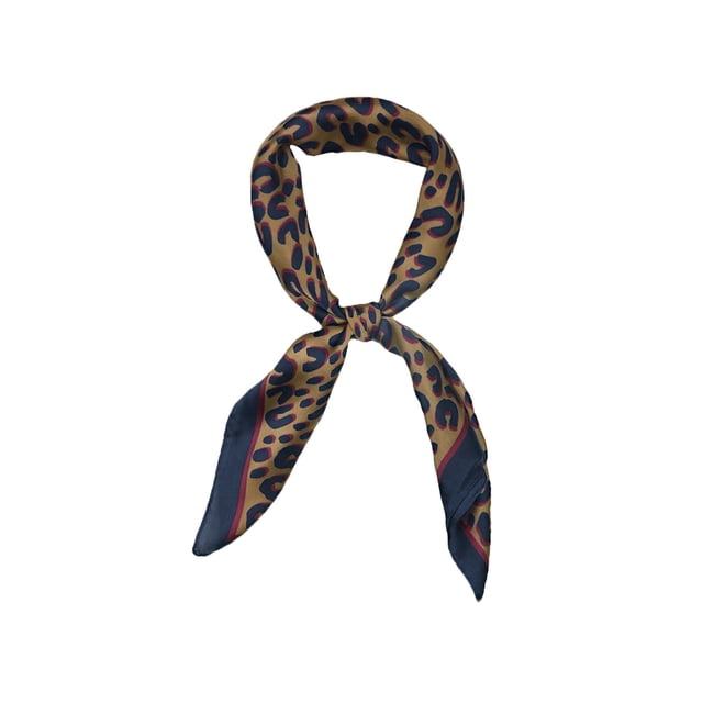 INSPIRE CHIC Foulards Carrés à Imprimé Léopard pour Femmes Foulard de Cou Foulard Tour de Cou Bleu Marine