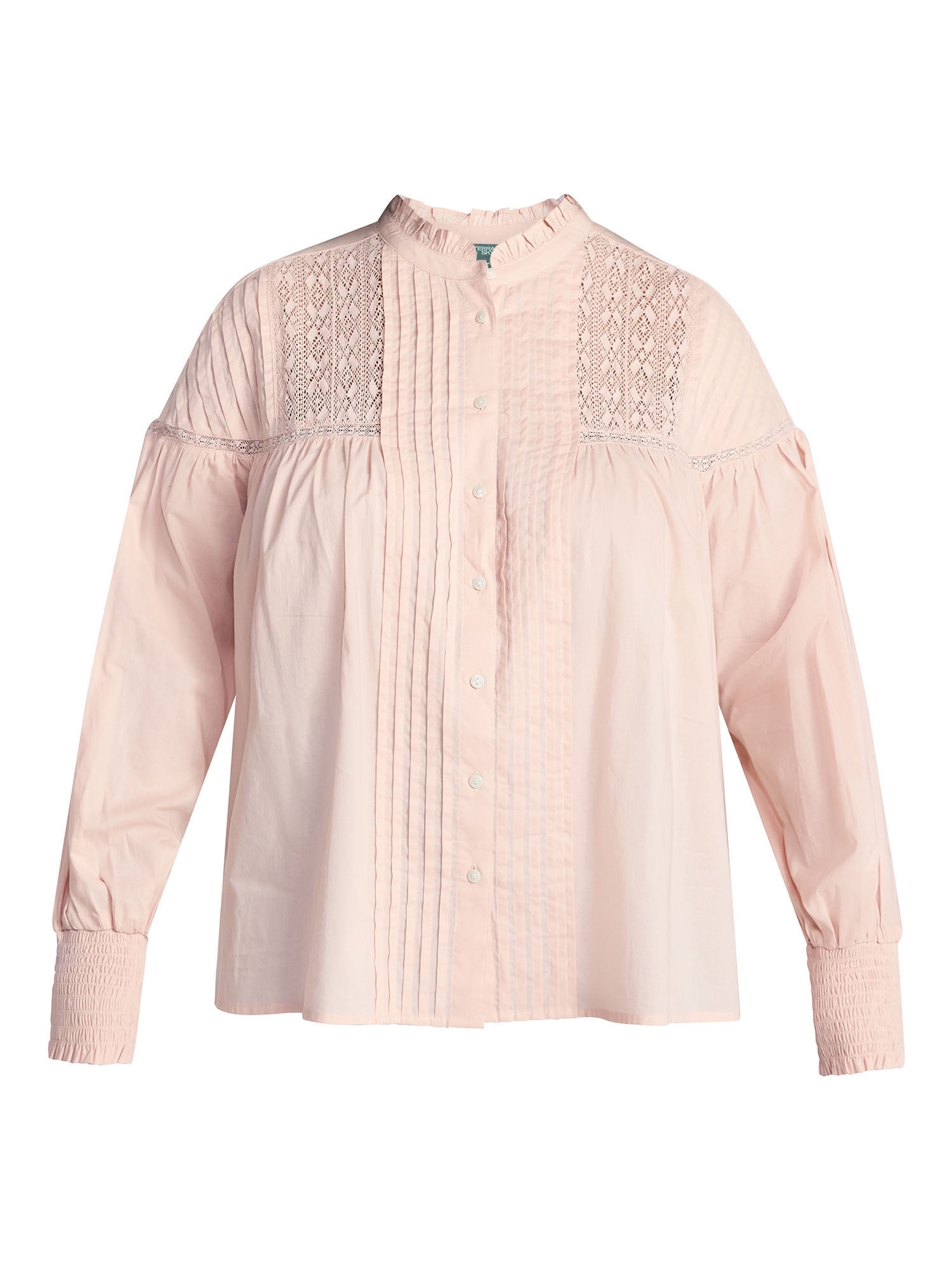 Terra & Sky Women's Plus Size Lace Inset Blouse with Long Sleeves, Sizes 0X-5X