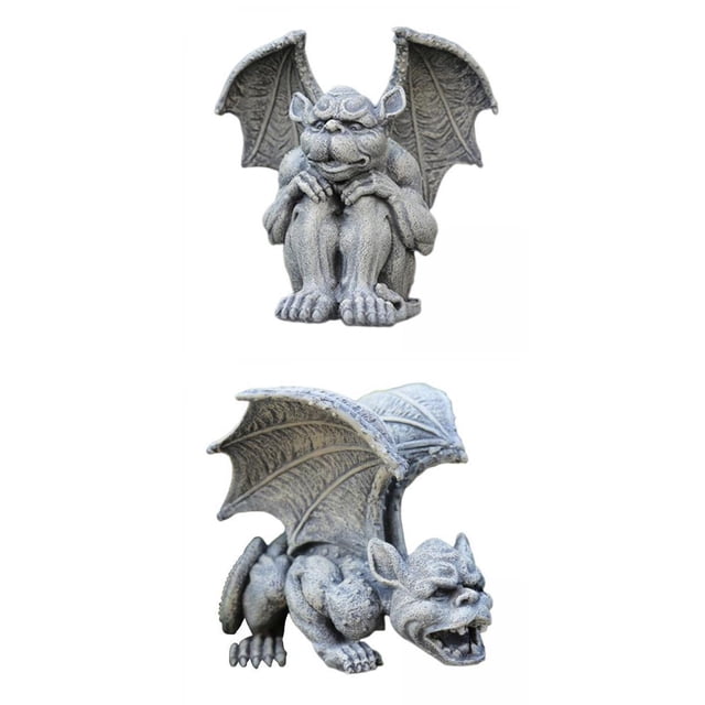 2 estatuas de para jardín, cama de flores, escultura de animales, manualidades decorativas para exteriores DYNWAVEMX Estatua de gárgola