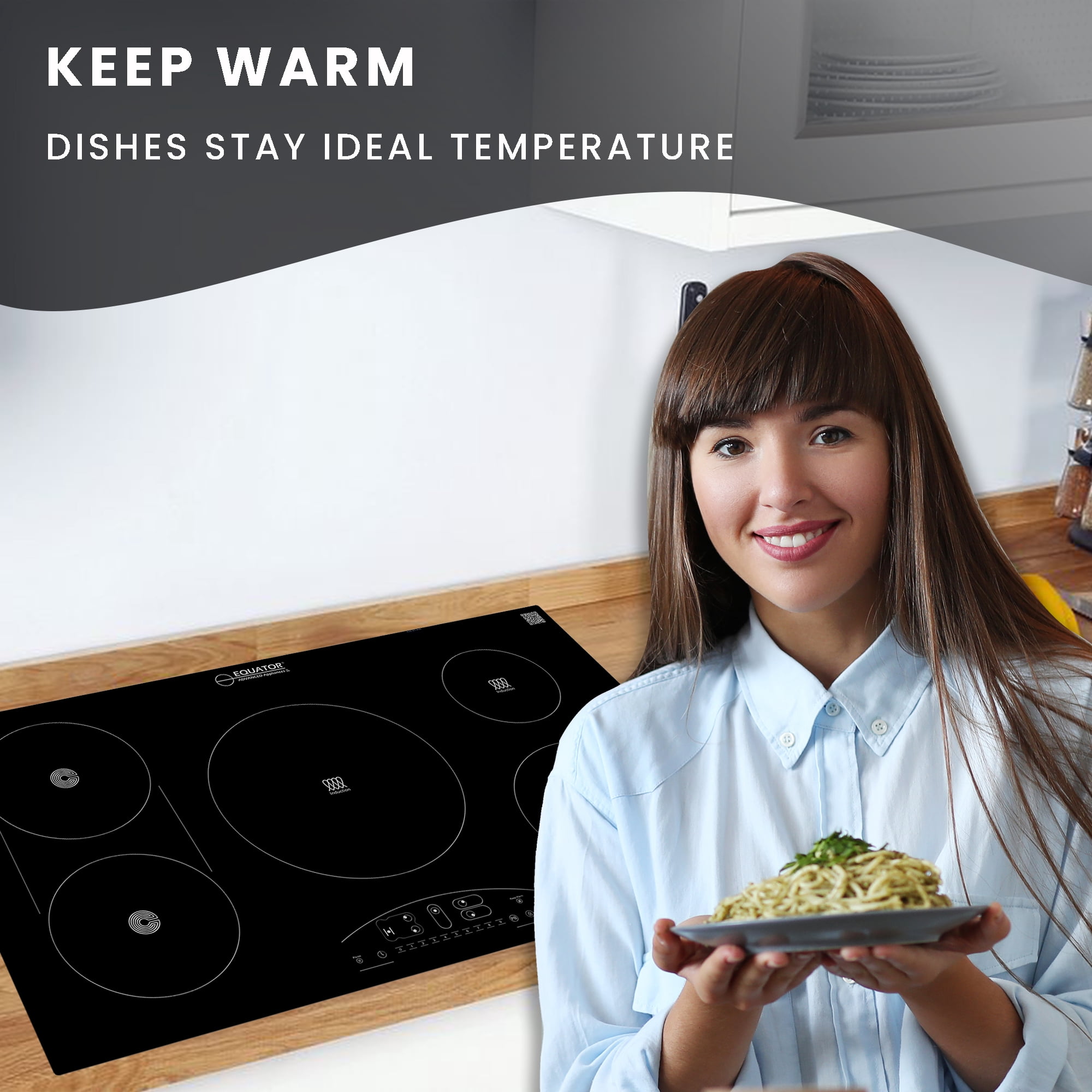 Equator 36" Electric Hybrid CERAMIC-INDUCTION 5 Burner Cooktop 9 Power 220V in Black