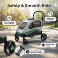thumbnail image 3 of Extra Large Dog Stroller, Steel Pipe Dog Cart & Dog Push Cart with Wheels, Brakes and Shock Absorption, Foldable Dog Stroller with Adjustable & Removable Handle for Large Pets, Green, 3 of 9