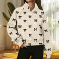 thumbnail image 2 of WRKEKC Womens Casual Daily Bow Print Long Sleeve Zip Neck Fashion Leisure No Hood Sweatshirt Top for Women Sweet Outfits with Playful Pattern, 2 of 5
