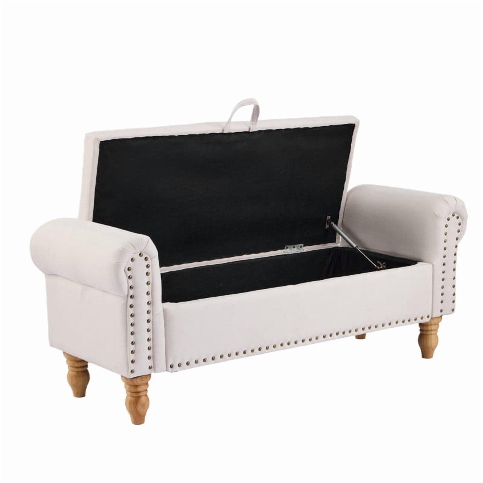 51.5'' Storage Ottoman Bench, Upholstered Storage Benches for Bedroom, End of Bed Storage Bench, Window Benches for Foot of Bed