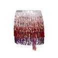 thumbnail image 6 of Blotona Women Sexy Belly Skirt Sequined Fringe Miniskirt with Waist Straps, 6 of 9