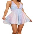 thumbnail image 4 of Robe Mini à Paillettes pour Femmes Bretelles Spaghetti Dos Nu Robe Pailletée Coupe Basse Ajustée Disco Fête Clubwear, 4 of 6