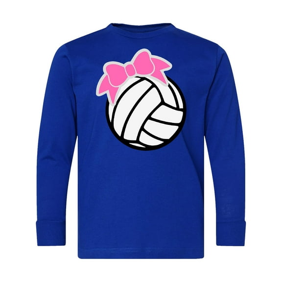 Inktastic Volleyball with Pink Bow Long Sleeve Youth T-Shirt