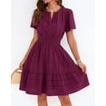 thumbnail image 2 of BTFBM Womens Spring Casual Mini Dresses Lightweight Short Sleeve V Neck Elastic Waist Cute Boho Beach Dress Pockets, 2 of 7