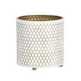thumbnail image 2 of Honeycomb Metal Planter Pot With Peg Base - White & Gold - 10.75"H x 10.25"W, 2 of 4