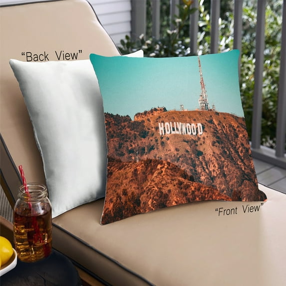 Ahgly Company Sites Hollywood Outdoor Throw Pillow, 18 inch by 18 inch