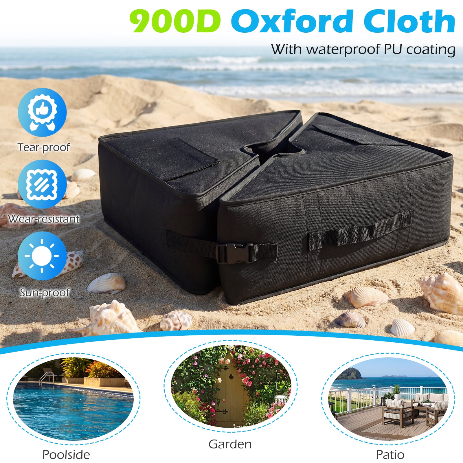 Gymax 2-Pack Square Umbrella Base Weight SandbagsPatio Umbrella Stand w/ Slots