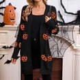thumbnail image 4 of Women's Halloween Cardigan Sweaters Loose Ribbed Open Front Knit Coat Pumpkin Long Sleeve Cute Fall Winter Clothes, 4 of 6