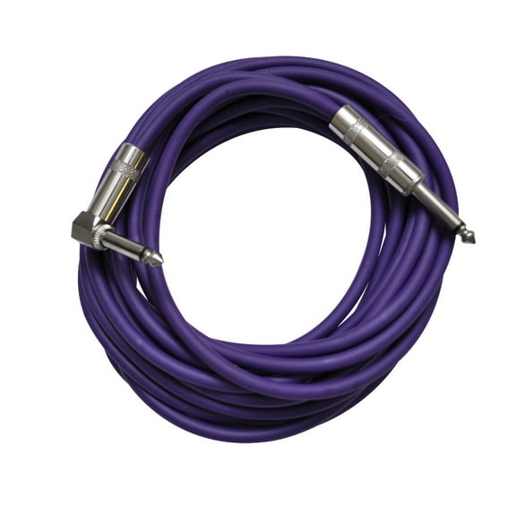 Seismic Audio - Purple 20 Foot Right Angle to Straight Guitar Instrument Cable Purple - SAGC20R-Purple