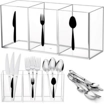 LZLINGMEI 1PC Acrylic Cutlery Storage Organizer,Silverware Caddy Countertop Knife Spoon and Fork Holder Kitchen,3 Section Tableware Storage Box for Cabinet Dining Room(Clear)