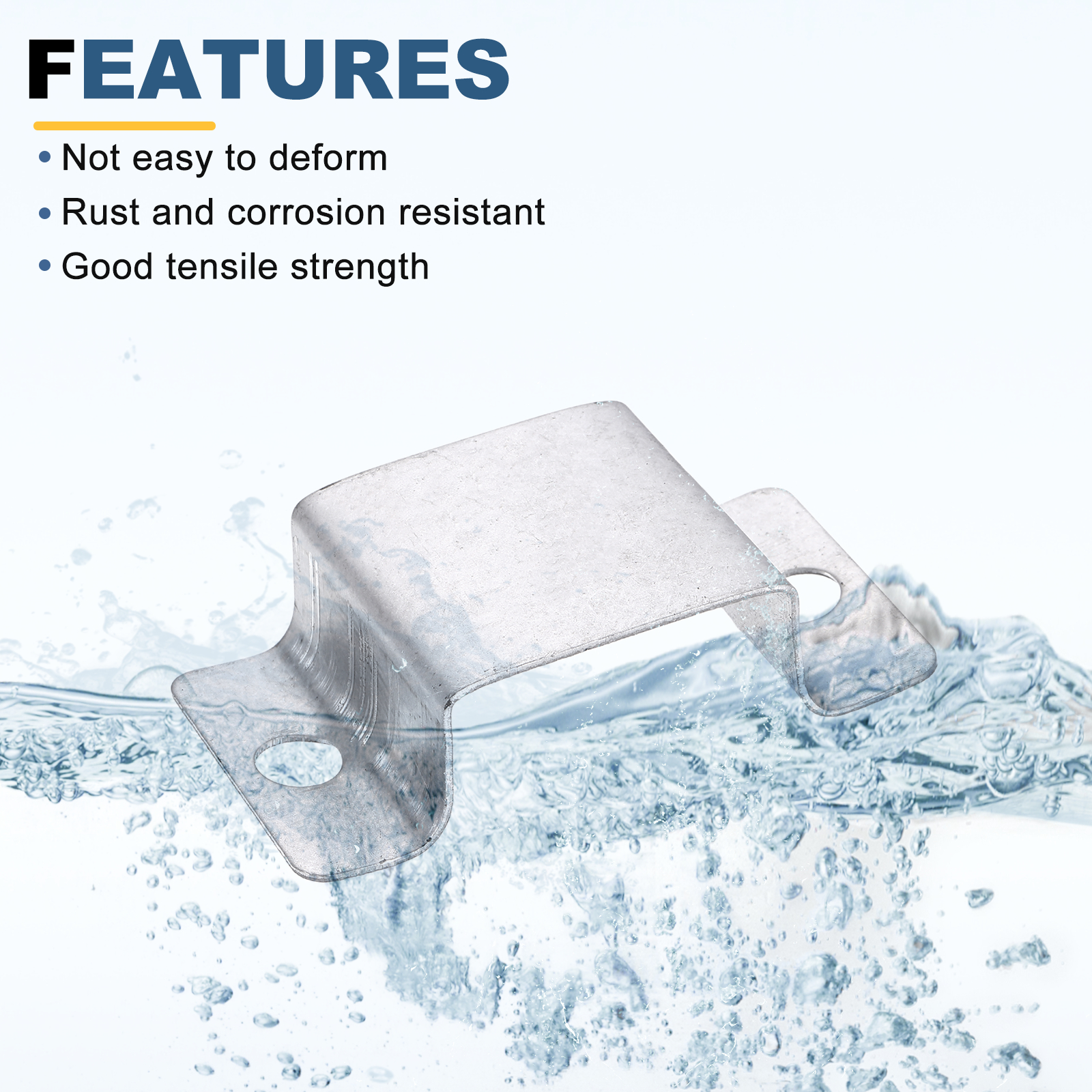 Uxcell 12 Pack 53x27 mm U Shaped Connector Bracket, Square Tube Strap Clamp Galvanized Steel Pipe Clamp Wood Deck Fence Post Tie for Water Pipes Stairs Railing Installation, Silver
