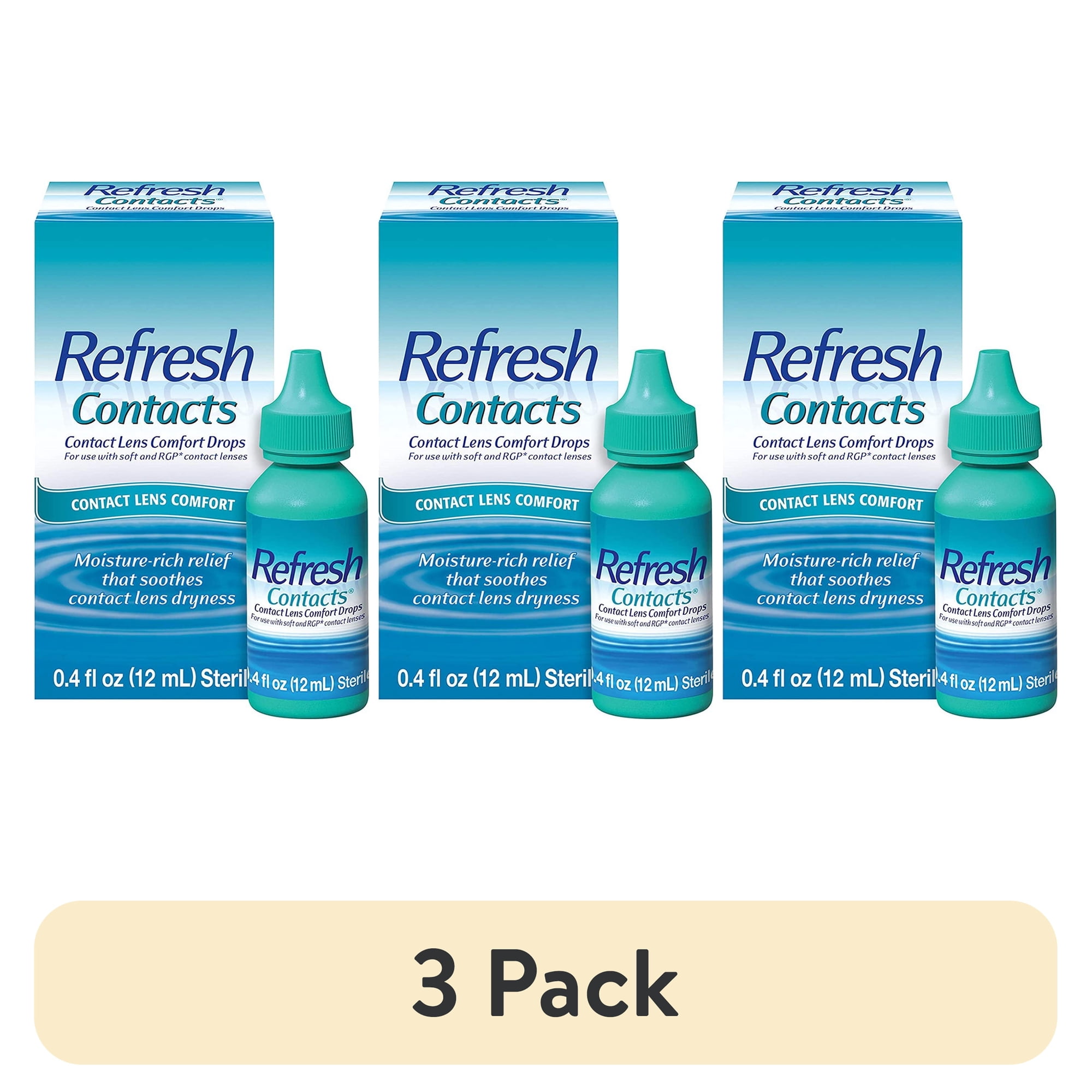 (3 pack) Refresh Contact Lens Comfort Eyecare, Lubricating & Moisture Drops, 0.4 Oz