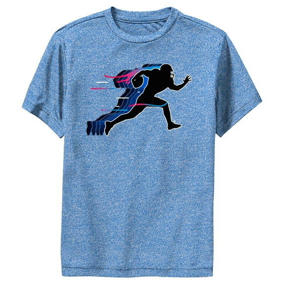 Boy's Lost Gods Football Player Sprint Silhouette Pink Performance Graphic Tee Royal Blue Heather Large