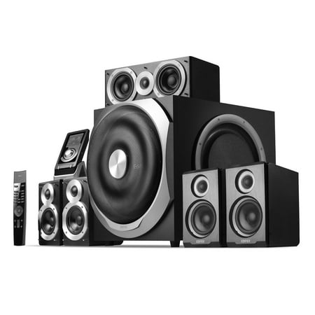 5.1 channel home theatre system with Dolby Digital, Dolby Pro Logic II, and
