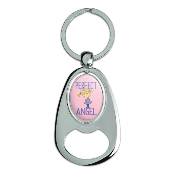 Rugrats Perfect Angel Keychain Chrome Metal Spinning Oval Bottle Opener