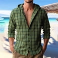 thumbnail image 2 of RUTAYY Men's Shirts Plaid Hooded Long Sleeve Lightweight Casual Button Up Everyday Wear Outdoor Activities Vacation Beach Blouse, 2 of 4