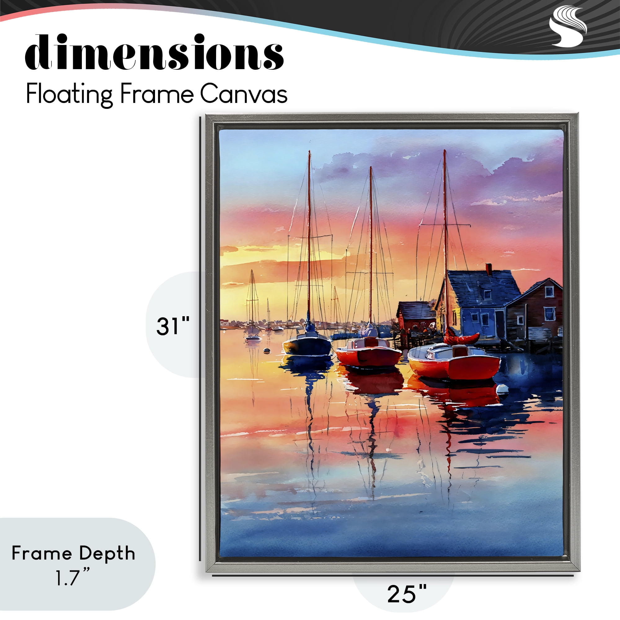 Stupell Industries Vivid Sunset at Docks Gray Framed Floater Canvas Wall Art, design by Franklyn Gregory