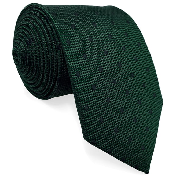 Dark Green Dots Necktie for Men Best Man Tie for Suit Jacket Jacquard Woven Business Prom Classic 57.5"