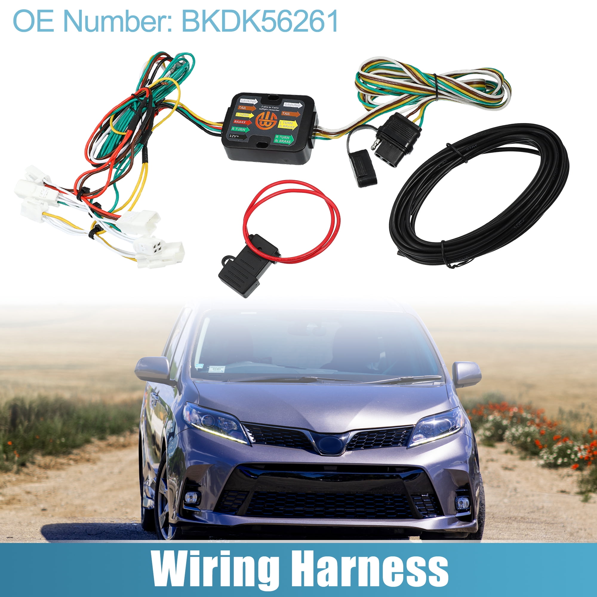 Unique Bargains BKDK56261 Vehicle Side 4-Pin Trailer Wiring Harness for Toyota Sienna