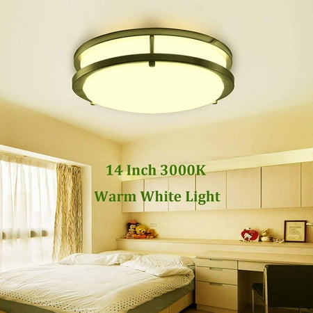 

MingBright 14-Inch LED Flush Mount Ceiling Light Fixture Dimmable Ceiling Lamps for Hallway Bathroom or Kitchen Damp Location Ceiling Lamp 3000K Warm White Light cETL Listed