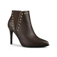 thumbnail image 1 of Unique Bargains Women's Pointed Toe Zip Stiletto High Heel Ankle Boots Coffee (Size 6), 1 of 8