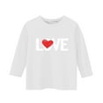 thumbnail image 4 of White Cold Shoulder LOVE Graphic Girls Top, 3/4 Sleeve Soft Stretchy Polyester Spandex Casual Relaxed Fit Tee for Girls Ages 4-12,Size 12-13T, 4 of 5