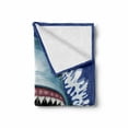 thumbnail image 2 of Shark Soft Flannel Fleece Blanket, Attack of Open Mouth Sharp Teeth Sea Danger Wildlife Ocean Life Cartoon, Cozy Plush for Indoor and Outdoor Use, 50" x 70", Navy Blue Grey Fuchsia, by Ambesonne, 2 of 6