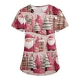 thumbnail image 3 of Wutalume Women's Holiday Print Medical Uniform Set, Short Sleeve V-Neck Top with Pockets and Pants, Nurse Scrub Outfit,Red XL, 3 of 6