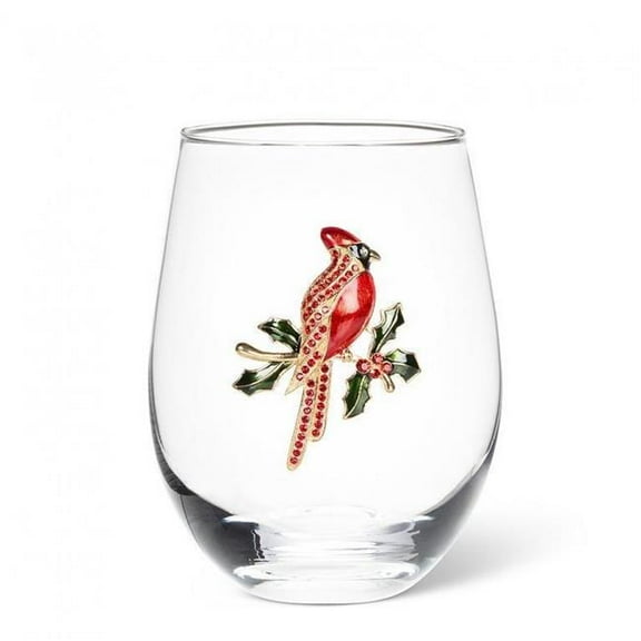 MDR Trading Inc. AB-27-BLING-002_Q01 Jewelled Cardinal Pattern Stemless Wine Glass