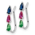 thumbnail image 2 of Finest Gold Sterling Silver Rhodium-Plated Polished Multi Color Pear CZ Ear Climber Earrings, 2 of 3