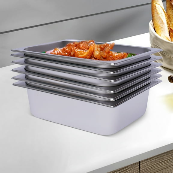 Miumaeov Size Steam Table Pans, 6-Pack Deep Restaurant Steam Table Pans Commercial, Hotel Pan Made of 201 Gauge Stainless Steel