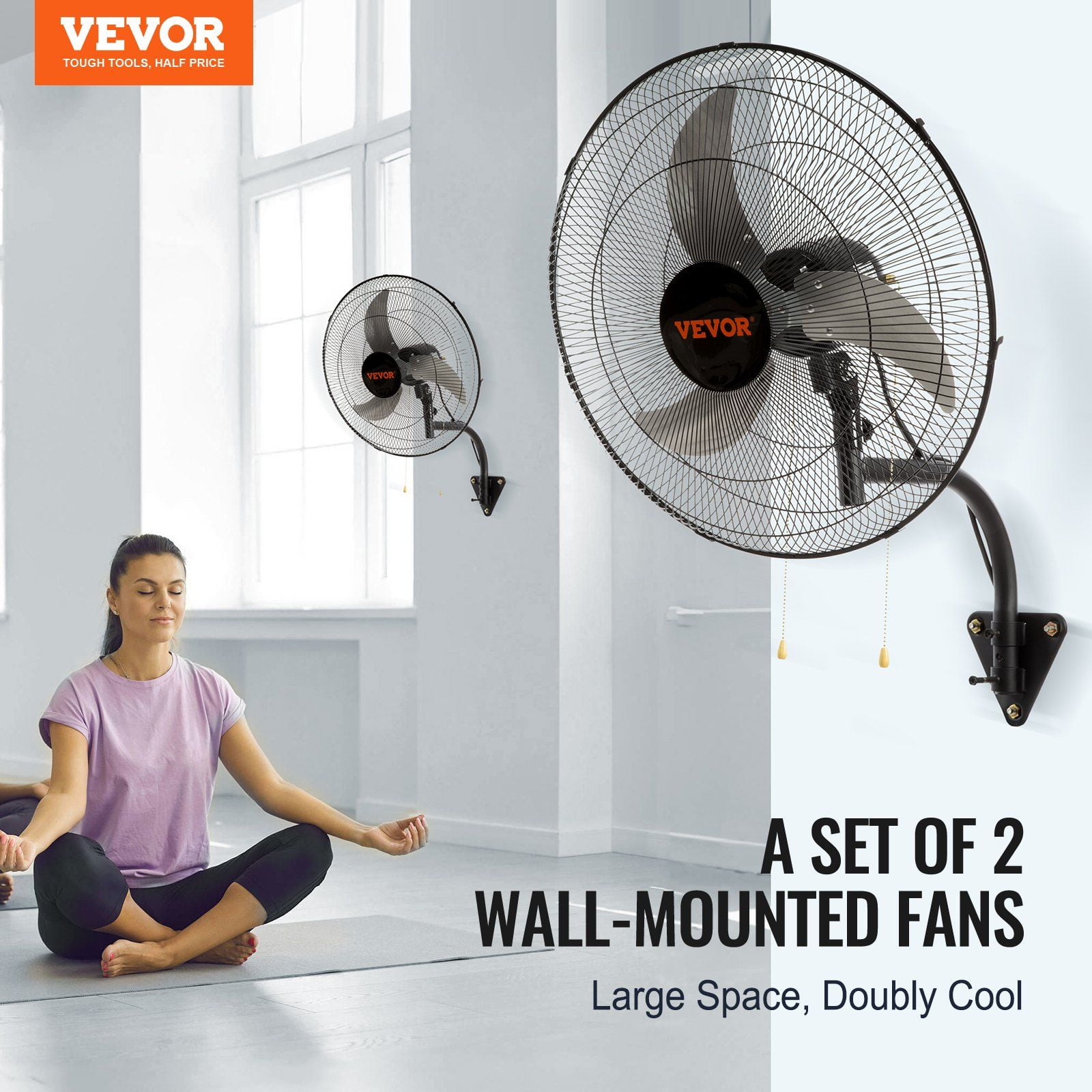 Wall Mount Fan 18 Inch 2 Pack, Oscillating Industrial Fans 3 Speed High Velocity 4000 CFM for Warehouse, Garage, Basement, Workshop, Commercial & Residential