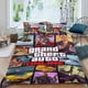 thumbnail image 2 of Grand Theft Auto GTA Conjunto de sábanas temático, trío de piezas, cómodo y amigable con la piel, diseño único, regalo de decoración para el hogar para familiares, amigos y fans, 90 cm * 190 cm, 2 of 6