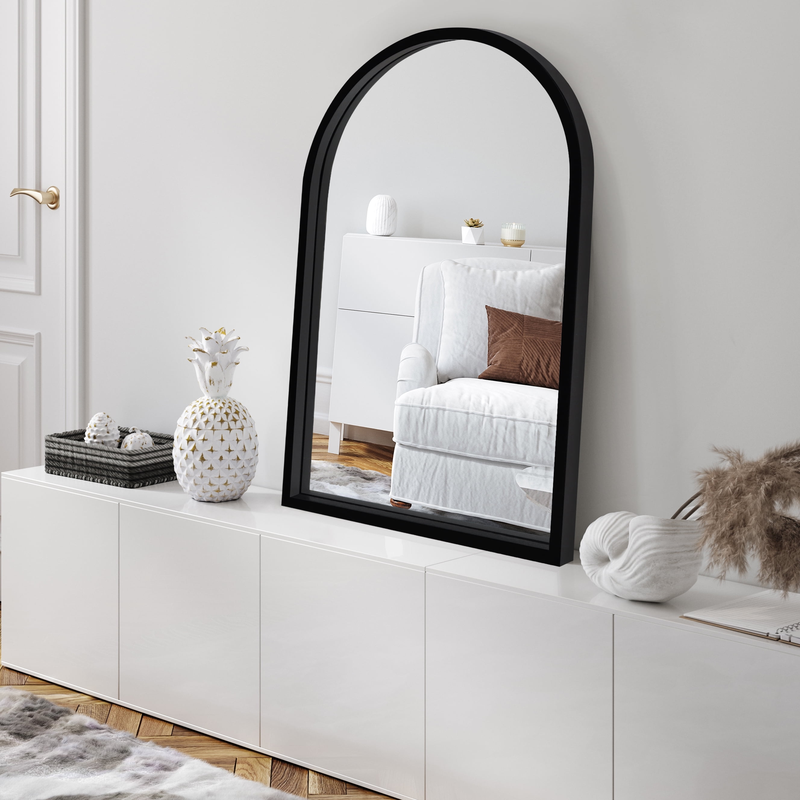 Americanflat - 20x30 Black Framed Curved Arched Mirror for Bedroom Living Room Bathroom