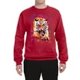 thumbnail image 2 of Wild Bobby, Tiger Growling Colorful Trippy Tie Dye Animal Lover Unisex Crewneck Graphic Sweatshirt, Red, 4XL, 2 of 3