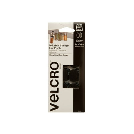 VELCRO® Brand Industrial Strength Low Profile Ovals with Adhesive, 1in x 3/4in Ovals, Black 10