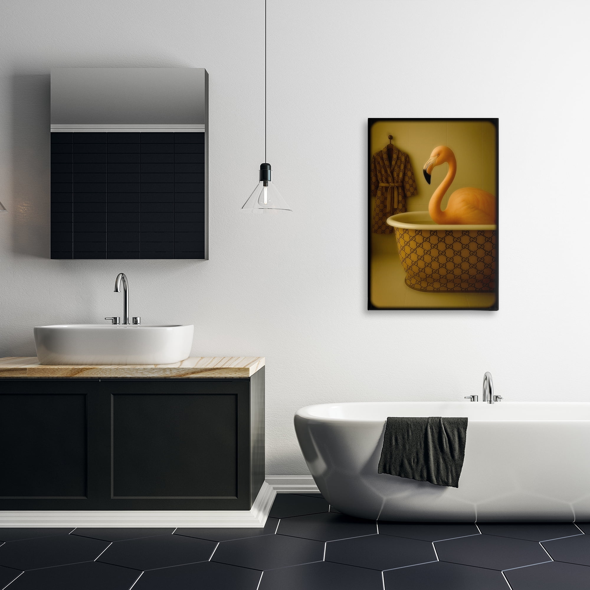 Stupell Industries Couture Flamingo in Luxury Tub Canvas Wall Art, design by Grotto Studios