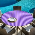 thumbnail image 5 of Blue Purple Round Tablecloth 36-44 Inch Round Fitted Table Cloth with Elastic Edge, Geometric Vertical Striped Solid Rainbow Waterproof Table Cover Protector for Outdoor Picnic Party Dining, 5 of 6
