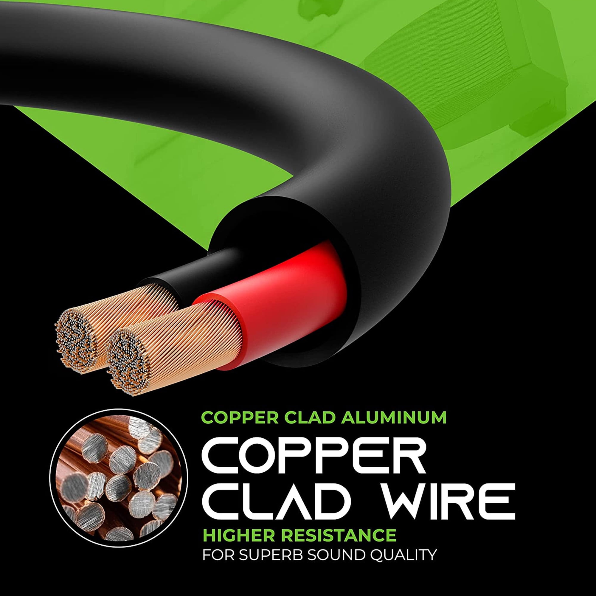 GearIT 16/2 CCA (Copper Clad Aluminum) Outdoor Speaker Wire for Outdoor Direct Burial / In Wall Speakers, Black 100 ft.