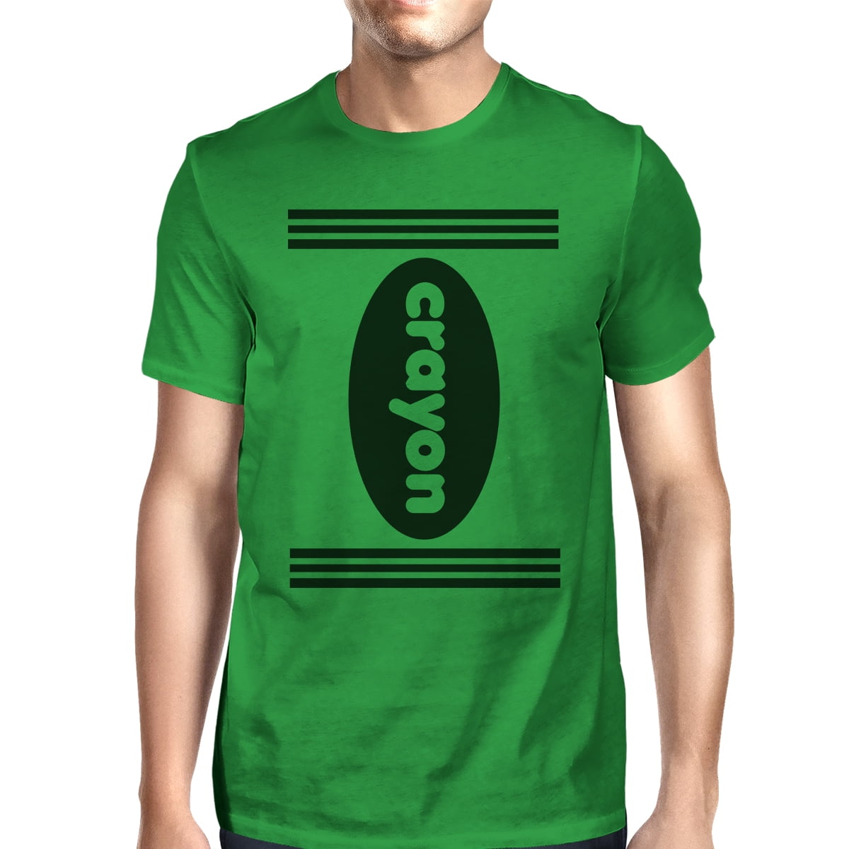 Crayon Mens Green Graphic T-Shirt Round Neck Halloween Tee Shirt 