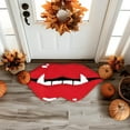 thumbnail image 4 of Novelty Bathroom Rug, Halloween Vampire Sharp Teeth Red Lip Bath Mat, Gothic Lips Shaped Rugs for Indoor Outdoor Living Room Bathroom Front Door, 4 of 5